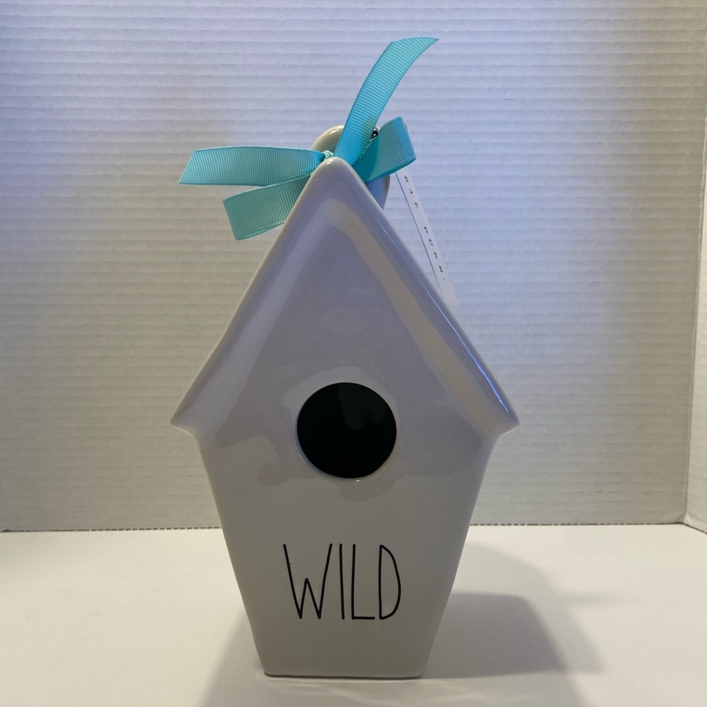 Rae Dunn "WILD" Birdhouse with Feather new